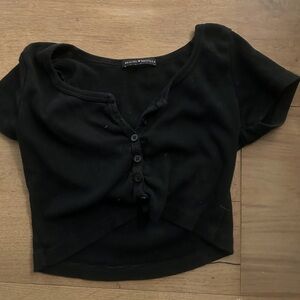 brandy melville black button up crop top